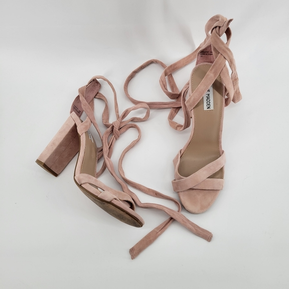 Steve Madden Christey light pink suede lacw up heels size 10 - Picture 2 of 6